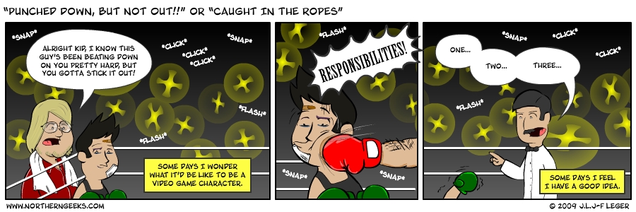 “Punched Down, But Not Out!!” or “Caught In The Ropes”